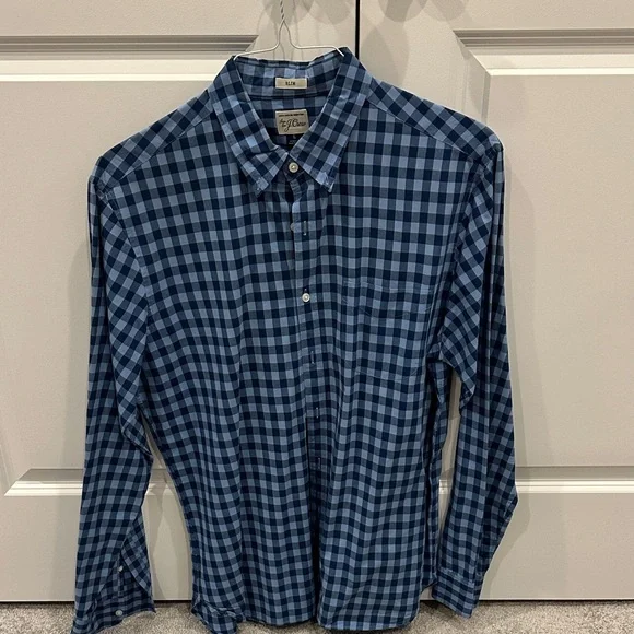 Club Room Navy and Light Blue Check Button-Down Shirt - Men's - Picture 1 of 1